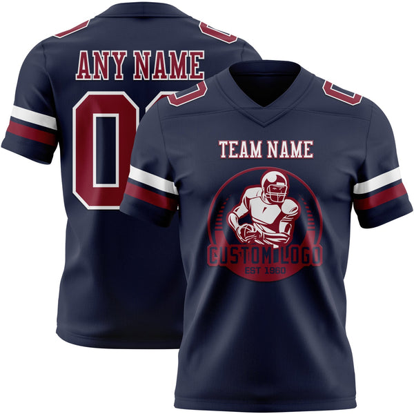 Custom Navy Crimson-White Authentic Football Jersey alternate