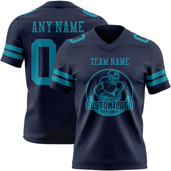 Custom Navy Teal Authentic Football Jersey alternate