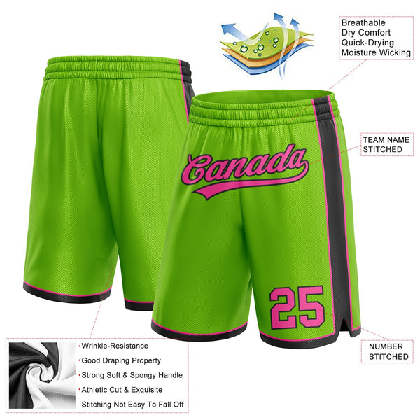 Custom Neon Green Pink-Black Authentic Basketball Shorts alternate