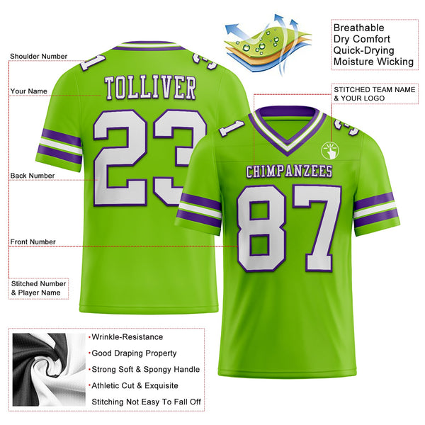 Custom Neon Green White-Purple Authentic Football Jersey alternate
