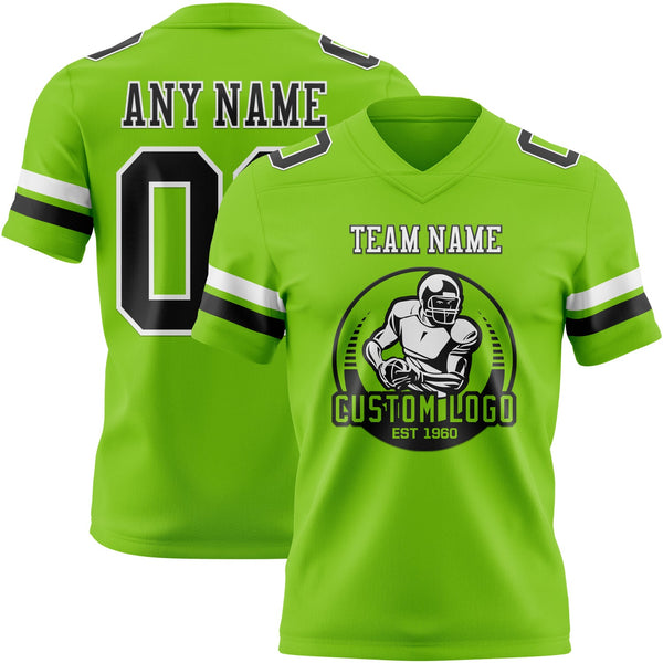 Custom Neon Green Black-White Authentic Football Jersey alternate