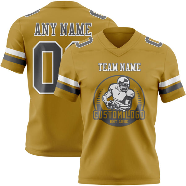 Custom Old Gold Steel Gray-White Authentic Football Jersey alternate