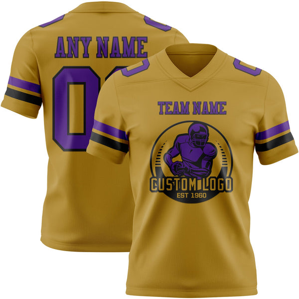 Custom Old Gold Purple-Black Authentic Football Jersey alternate