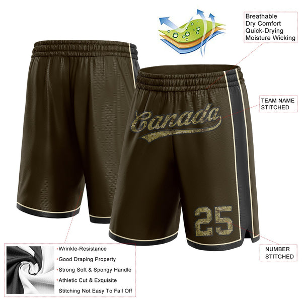 Custom Olive Camo Cream-Black Authentic Salute To Service Basketball Shorts alternate