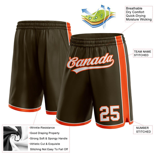 Custom Olive White-Orange Authentic Salute To Service Basketball Shorts alternate