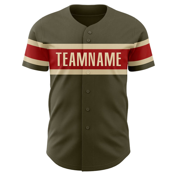 Custom Olive Vintage USA Flag Red-Cream Authentic Salute To Service Baseball Jersey alternate