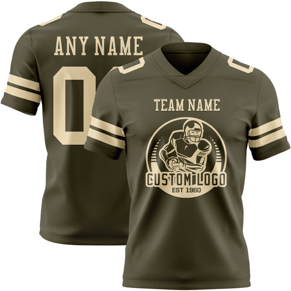 Custom Olive Cream Authentic Salute To Service Football Jersey alternate