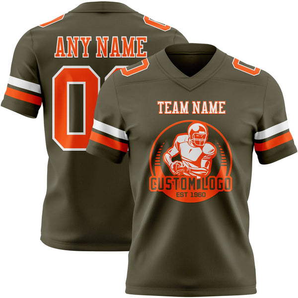 Custom Olive Orange-White Authentic Salute To Service Football Jersey alternate