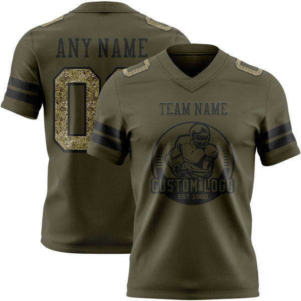 Custom Olive Camo-Black Authentic Salute To Service Football Jersey alternate