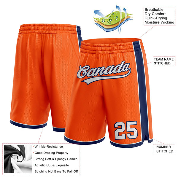 Custom Orange White-Navy Authentic Basketball Shorts alternate