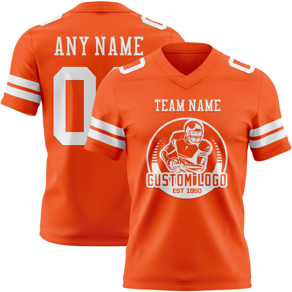 Custom Orange White Authentic Football Jersey alternate