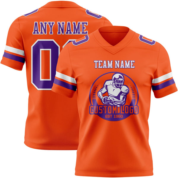 Custom Orange Purple-White Authentic Football Jersey alternate