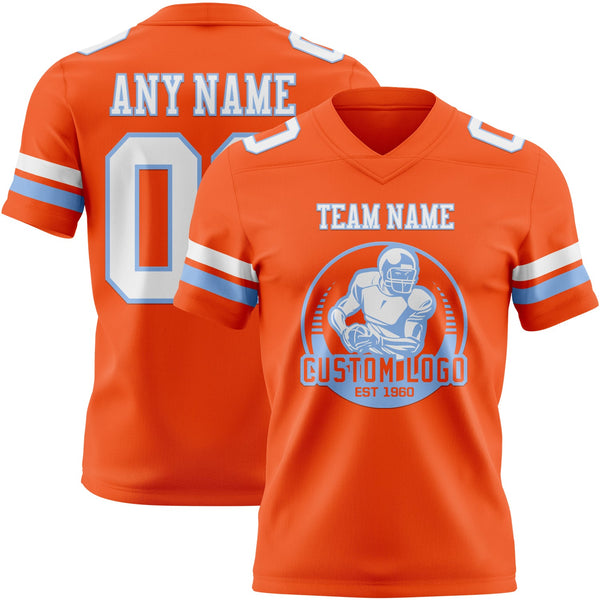 Custom Orange White-Light Blue Authentic Football Jersey alternate