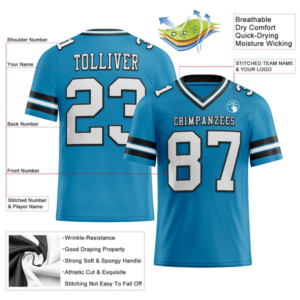 Custom Panther Blue White-Black Authentic Football Jersey alternate