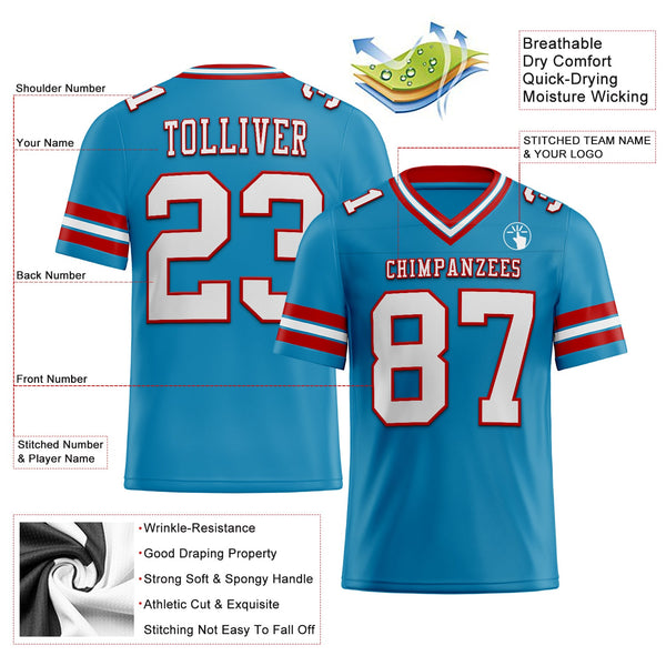 Custom Panther Blue White-Red Authentic Football Jersey alternate