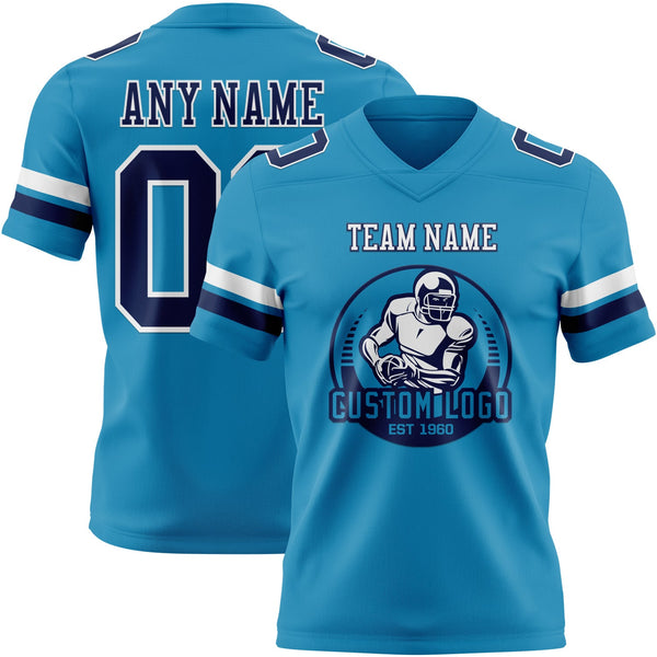 Custom Panther Blue Navy-White Authentic Football Jersey alternate