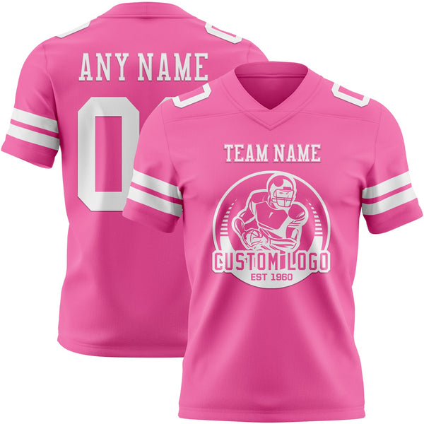 Custom Pink White Authentic Football Jersey alternate