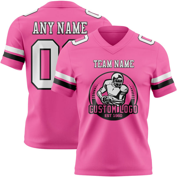 Custom Pink White-Black Authentic Football Jersey alternate