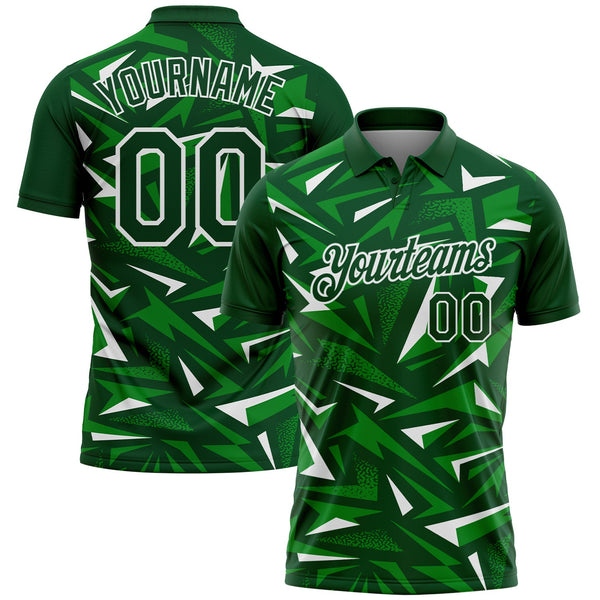 Custom Green Grass Green-White Cyber Mecha E-sport Geometric Shards Spike Performance Polo Shirt