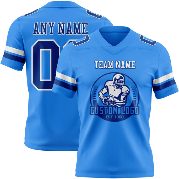 Custom Powder Blue Royal-White Authentic Football Jersey alternate