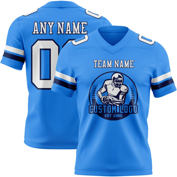 Custom Powder Blue White-Navy Authentic Football Jersey alternate