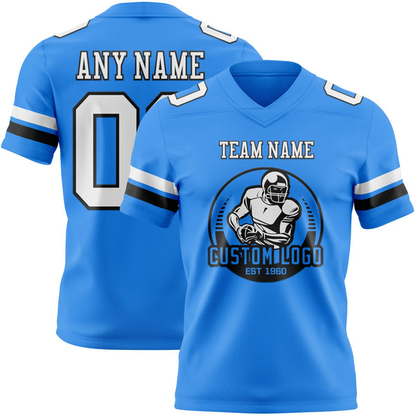 Custom Powder Blue White-Black Authentic Football Jersey alternate