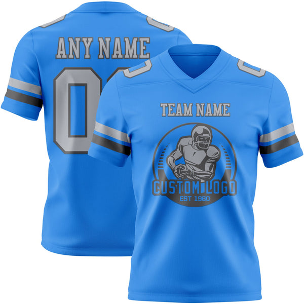 Custom Powder Blue Gray-Steel Gray Authentic Football Jersey alternate