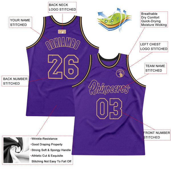 Custom Purple Purple-Old Gold Authentic Throwback Basketball Jersey alternate