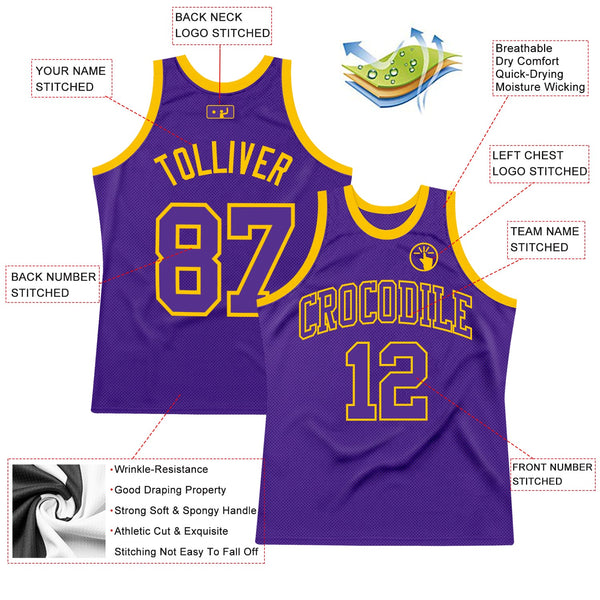 Custom Purple Purple-Gold Authentic Throwback Basketball Jersey alternate