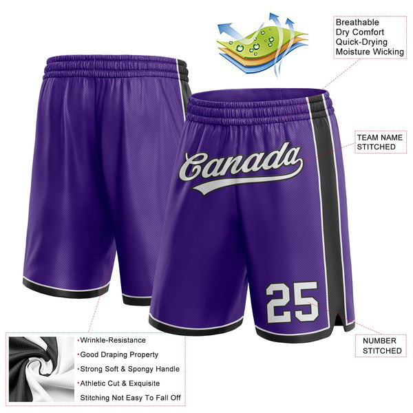 Custom Purple White-Black Authentic Basketball Shorts alternate