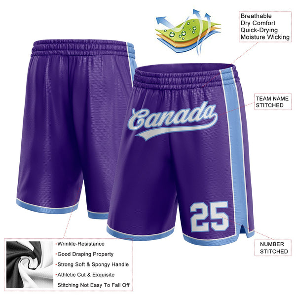 Custom Purple White-Light Blue Authentic Basketball Shorts alternate