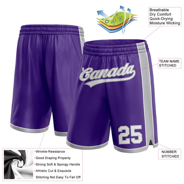 Custom Purple White-Gray Authentic Basketball Shorts alternate