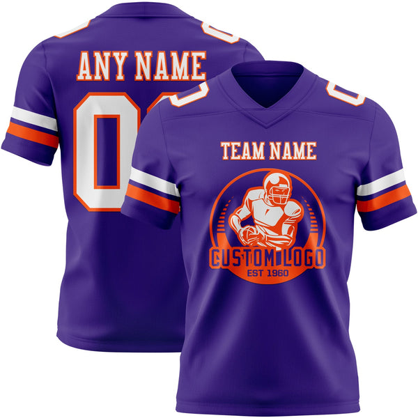 Custom Purple White-Orange Authentic Football Jersey alternate