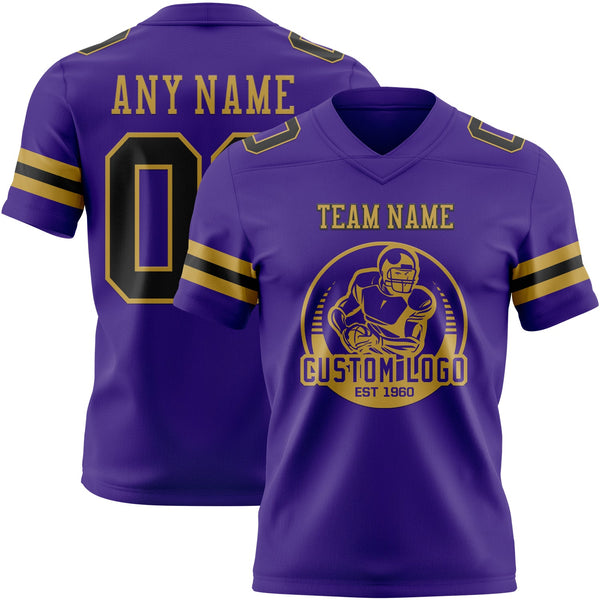 Custom Purple Black-Old Gold Authentic Football Jersey alternate