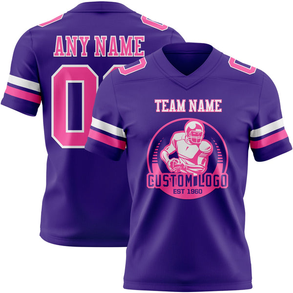 Custom Purple Pink-White Authentic Football Jersey alternate