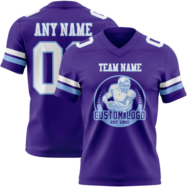 Custom Purple White-Light Blue Authentic Football Jersey alternate