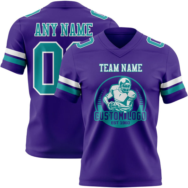 Custom Purple Teal-White Authentic Football Jersey alternate