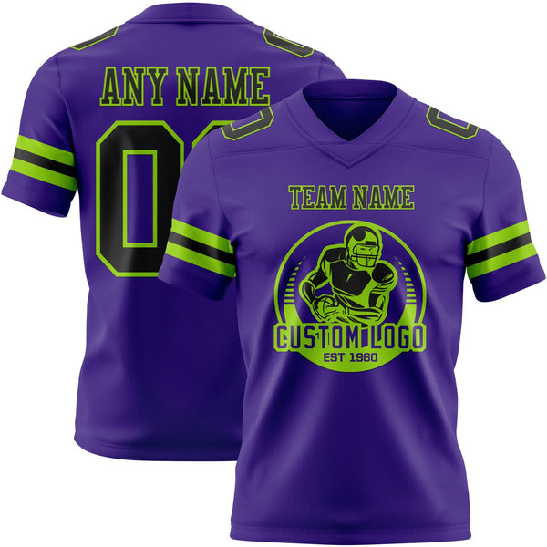 Custom Purple Black-Neon Green Authentic Football Jersey alternate