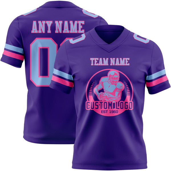 Custom Purple Light Blue-Pink Authentic Football Jersey alternate