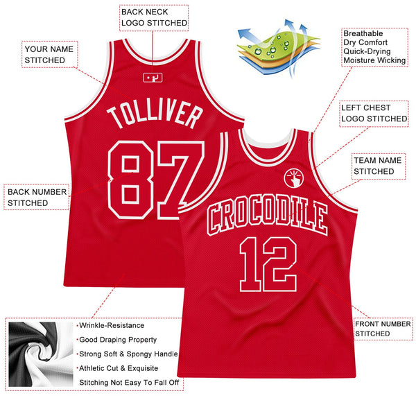 Custom Red Red-White Authentic Throwback Basketball Jersey alternate