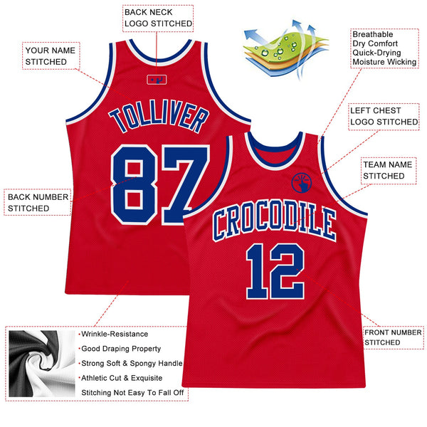 Custom Red Royal-White Authentic Throwback Basketball Jersey alternate