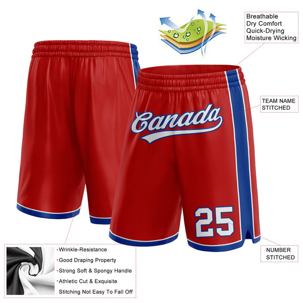 Custom Red White-Royal Authentic Basketball Shorts alternate