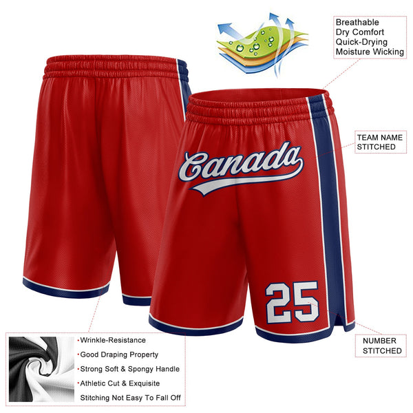 Custom Red White-Navy Authentic Basketball Shorts alternate