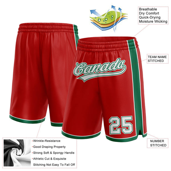 Custom Red White-Kelly Green Authentic Basketball Shorts alternate