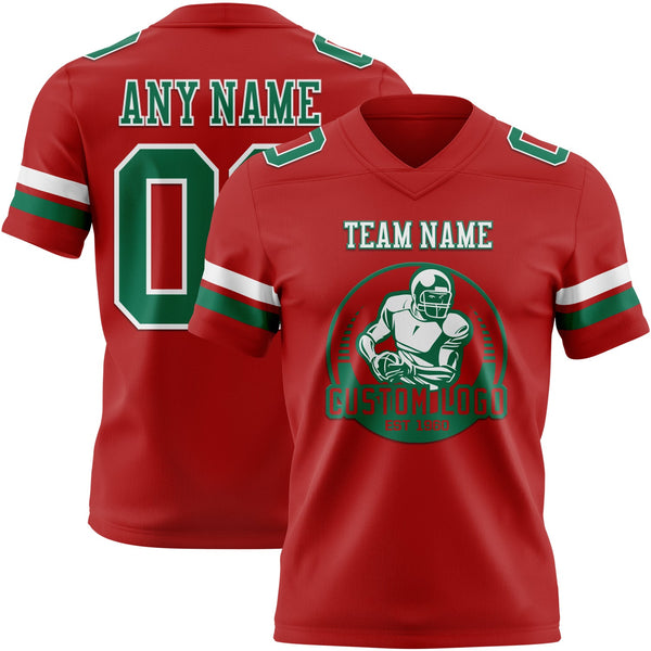 Custom Red Kelly Green-White Authentic Football Jersey alternate
