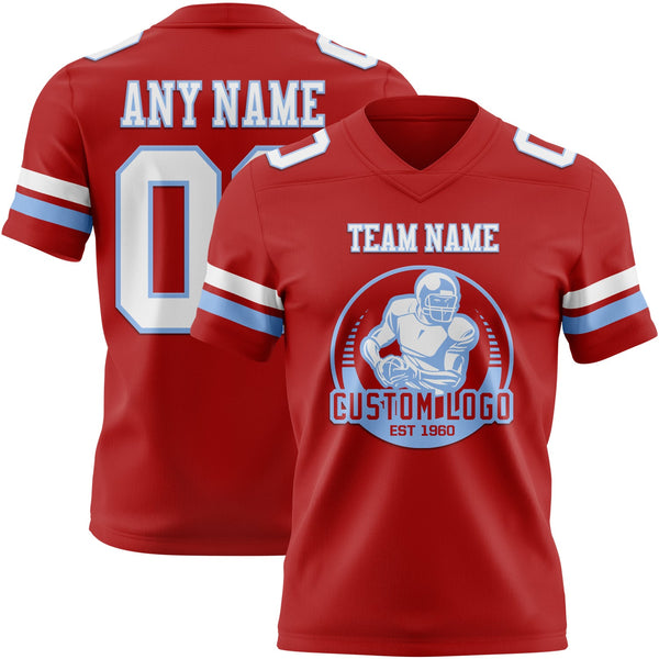 Custom Red White-Light Blue Authentic Football Jersey alternate