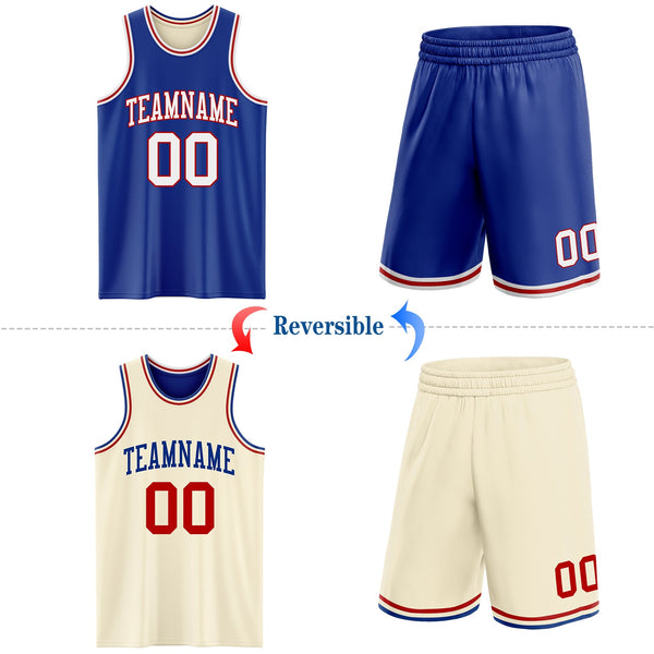 Custom Reversible Royal White-Red Double Side Sublimation Basketball Set Jersey alternate