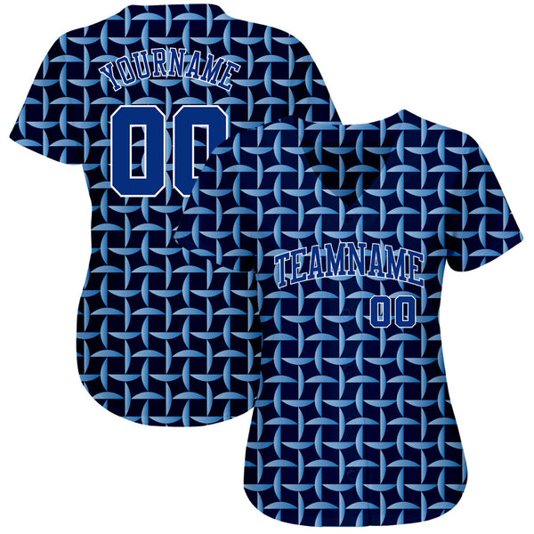 Custom Royal Royal-White 3D Pattern Design Authentic Baseball Jersey alternate