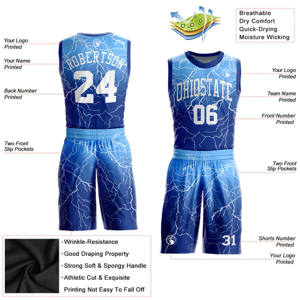 Custom Royal White-Light Blue Round Neck Sublimation Basketball Uniform Jersey alternate