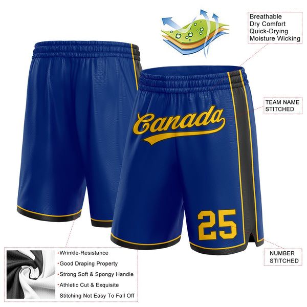 Custom Royal Yellow-Black Authentic Basketball Shorts alternate